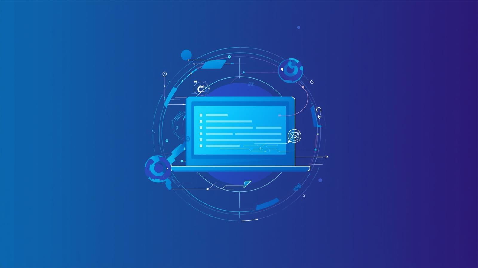 Home flat tech web design illustration for web building vector coding illustration. colors futuristic blue and purple very simpilistic